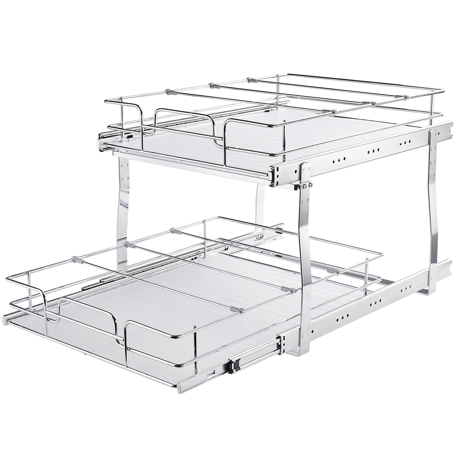 2-tier Pull-out Cabinet Organizer Heavy-duty Sliding Shelf System_voghion.com
